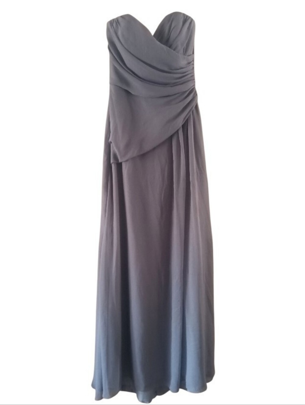 Jim Hjelm Occasions Strapless Gray Draped Chiffon Evening Gown Slate Size 6